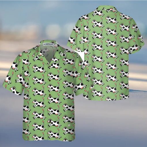 Jumping Cow Hawaiian Shirt, Cow Shirt For Men & Women, Funny Cow Print Shirt