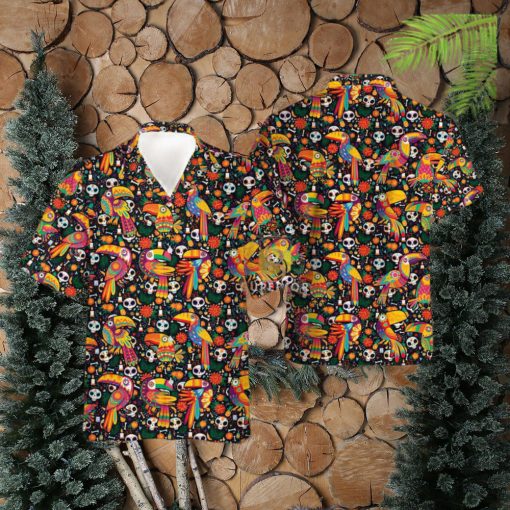 Jungle Bird Skeleton De Los Muertos Hawaiian Shirt