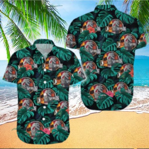 Jurassic Park Hawaii Shirt Grean Leaf For Summer Gift