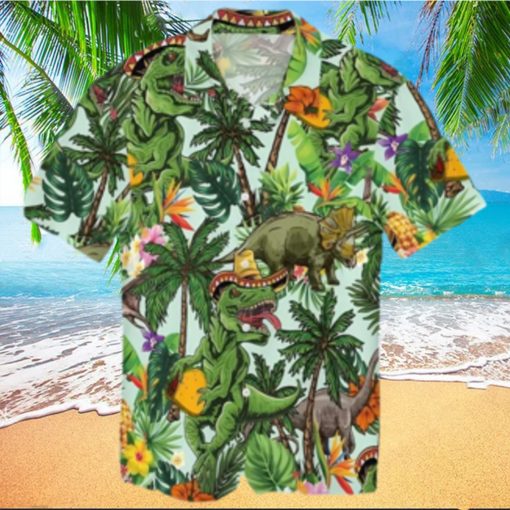 Jurassic Park Hawaiian Shirt T rex With Taco Jurassic Dinosaur