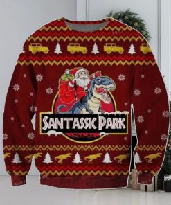 Jurassic Park Santa Claus Riding A Dinosaur Ugly Sweater For Men And Women