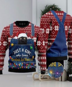 Just A Girl Who Loves Christmas Black Cat Christmas 3D Sweater