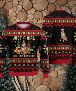 Just A Girl Who Loves Christmas Boxer Dog Sweater Trending For Men And Women Gift Holidays