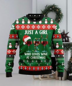 Just A Girl With Wine Christmas Sweater, Christmas gift for wine lover