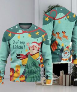 Just Say Hohoho Ugly Christmas Sweater Knitted Gift For Men And Women