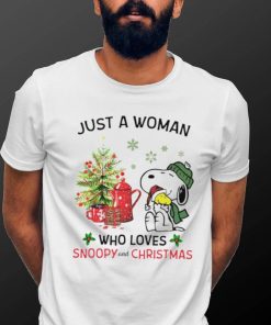 Just a woman who loves Snoopy and Christmas Shirt