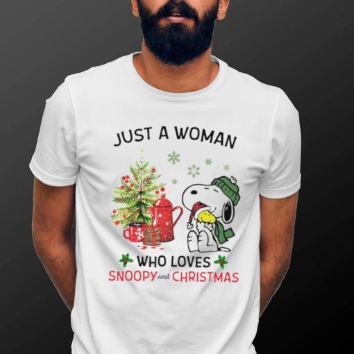 Just a woman who loves Snoopy and Christmas Shirt