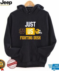 Just us Notre Dame Fighting Irish helmet logo shirt