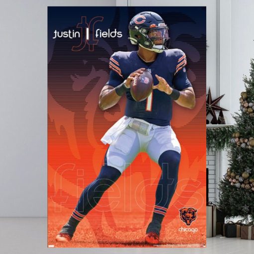 Justin Fields Superstar Chicago Bears Qb Official Nfl Football Action Poster