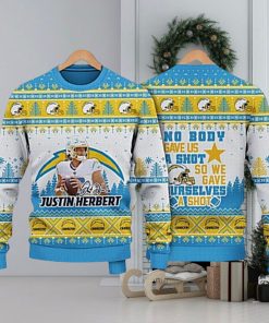 Justin Herbert Los Angeles Chargers We Gave Ourselves A Shot NFL Christmas Ugly Sweater 3D Gift Christmas