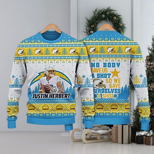 Justin Herbert Los Angeles Chargers We Gave Ourselves A Shot NFL Christmas Ugly Sweater 3D Gift Christmas