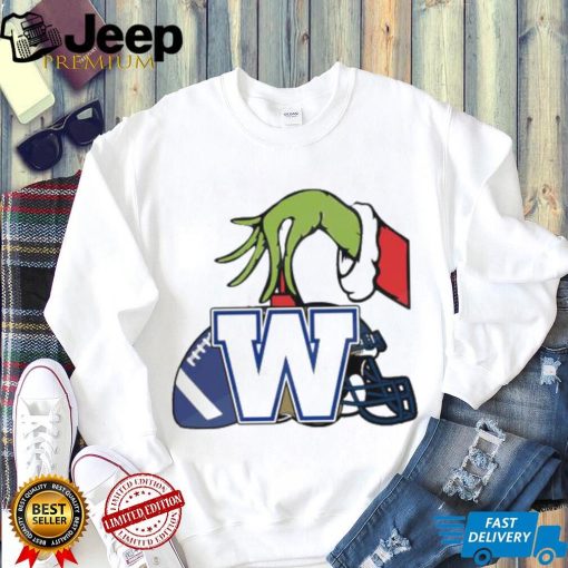 Grinch Hand New Release Winnipeg Blue Bombers Canadian Football League Shirt