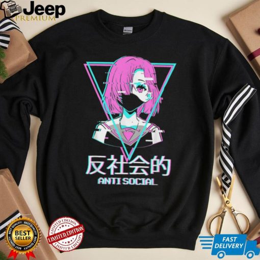 Antisocial Vaporwave Anime Girl Japanese Aesthetic T Shirt