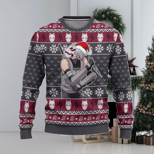 Kakashi Anbu Ugly Christmas Sweater, Naruto Anime Xmas Gift, Custom Ugly Christmas Sweater