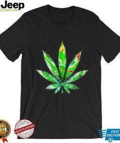 Kaleidoscope Green Leaf Cannabis art shirt