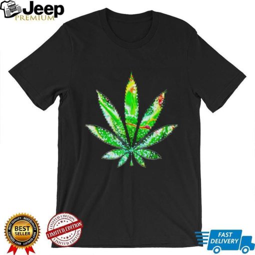 Kaleidoscope Green Leaf Cannabis art shirt