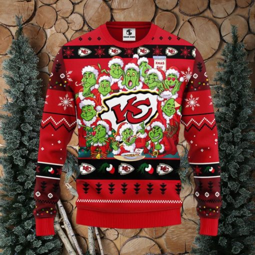 Kansas City Chiefs 12 Grinch Xmas Day Christmas Ugly Sweater