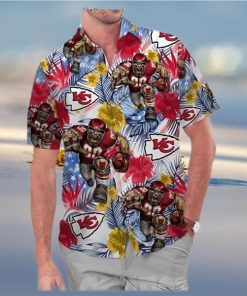 Kansas City Chiefs America Flag Tropical Floral Aloha Hawaiian Shirt