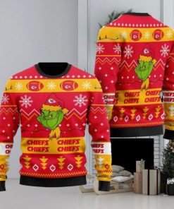 Kansas City Chiefs American NFL Football Team Logo Cute Grinch Ugly Christmas Sweater