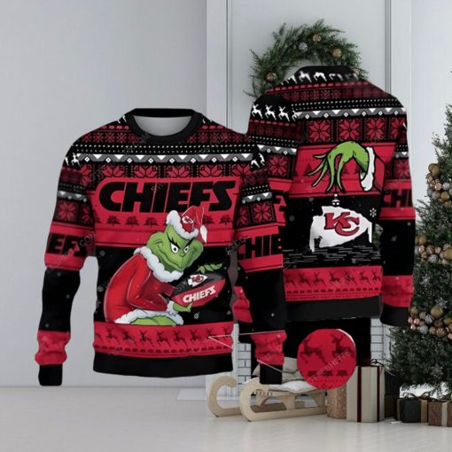 Kansas City Chiefs And Grinch Ugly Christmas Sweater 3D Printed Men And Women Holiday Gift