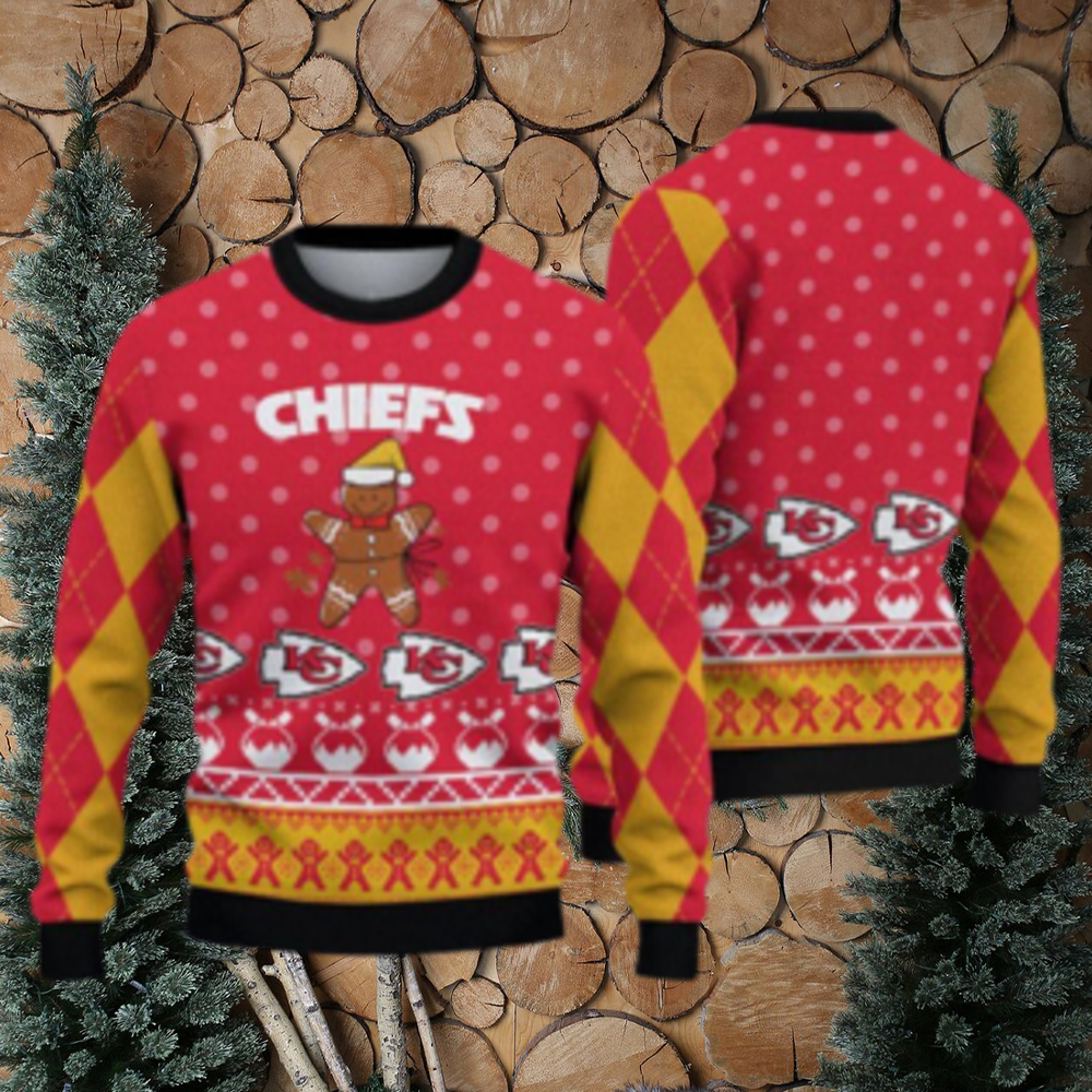 Kansas City Chiefs Christmas Gingerbread Man Knitted Ugly