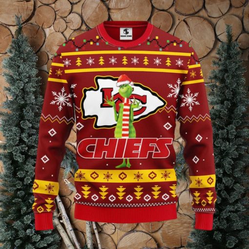 Kansas City Chiefs Funny Grinch Christmas Ugly Sweater