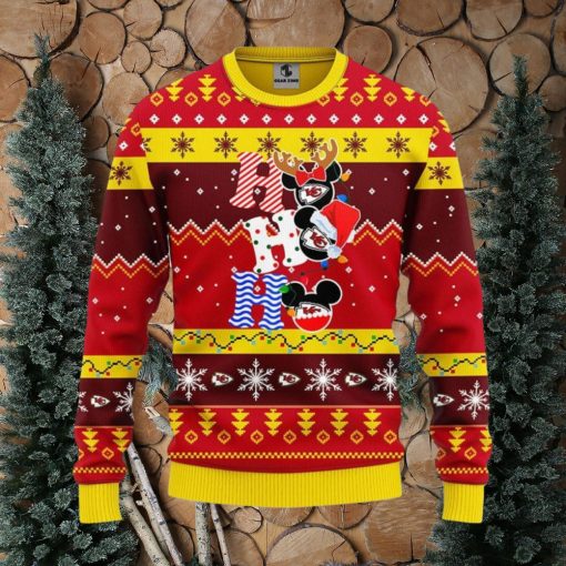 Kansas City Chiefs HoHoHo Mickey Christmas Ugly Sweater Sport Christmas Gift Ideas