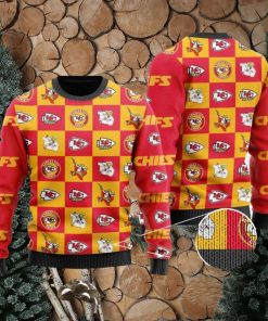 Kansas City Chiefs Logo Checkered Flannel Ugly Christmas Sweater Perfect Holiday Gift