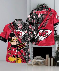 Kansas City Chiefs Mickey Mouse Floral Short Sleeve Hawaii Shirt