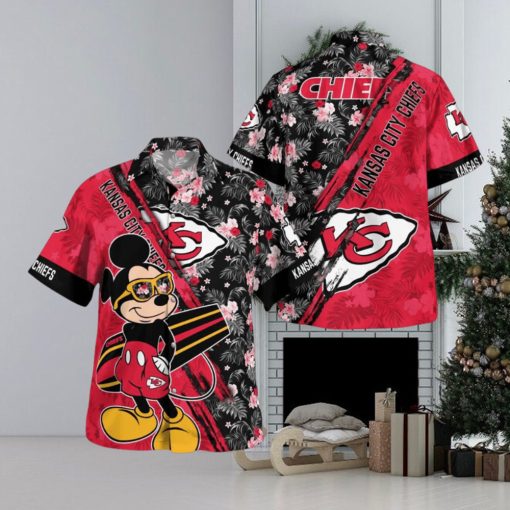 Kansas City Chiefs Mickey Mouse Floral Short Sleeve Hawaii Shirt