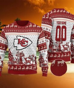 Kansas City Chiefs Personalized Name And Number 3D Ugly Christmas Sweater