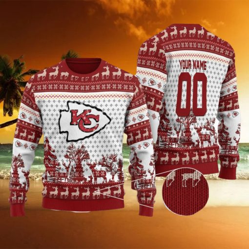 Kansas City Chiefs Personalized Name And Number 3D Ugly Christmas Sweater