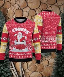 Kansas City Chiefs Printed Funny Santa Claus Show Team Spirit NFL Ugly Christmas Sweater