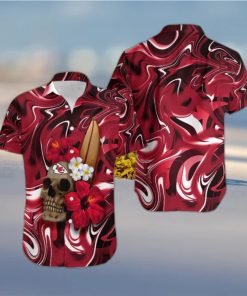 Kansas City Chiefs Skull And Flower Hawaiian Shirt Gift For Halloween