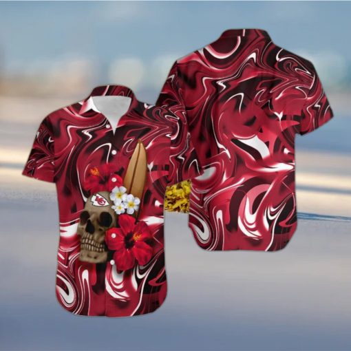 Kansas City Chiefs Skull And Flower Hawaiian Shirt Gift For Halloween
