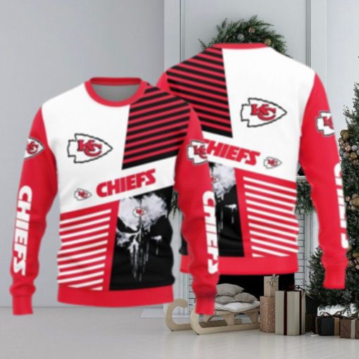 Kansas City Chiefs Skull Pattern Ugly Christmas Sweater