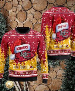 Kansas City Chiefs Symbol Wearing Santa Claus Hat Ho Ho Ho Personalized Ugly Christmas Sweater, Christmas Sweaters, Hoodie, Sweatshirt, Sweater