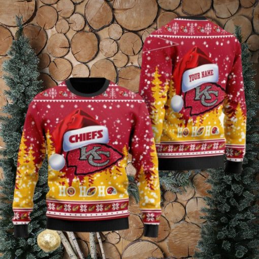 Kansas City Chiefs Symbol Wearing Santa Claus Hat Ho Ho Ho Personalized Ugly Christmas Sweater, Christmas Sweaters, Hoodie, Sweatshirt, Sweater