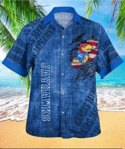 Kansas Jayhawks American Flag High Quality 3D Hawaiian Shirt Best For Fans Beach Gift For Men And Women