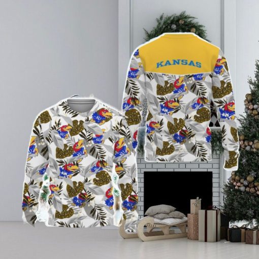 Kansas Jayhawks Champions Sports Hawaiian Tropical Patterns Shirt Ugly Christmas Sweater