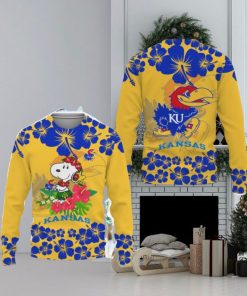 Kansas Jayhawks Champions Sports Hibiscus Hawaiian Patterns Shirt Ugly Christmas AOP Sweater