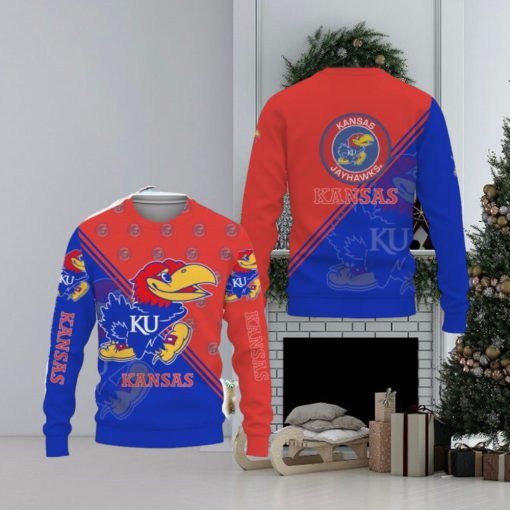 Kansas Jayhawks Cross Style Knitted Xmas Sweater