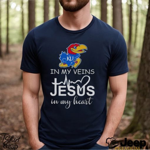 Kansas Jayhawks Logo 2023 In My Veins Jesus In My Heart shirt