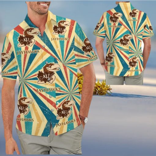 Kansas Jayhawks Retro Vintage Style Tropical Hawaiian Shirt