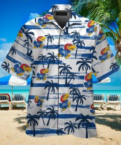 Kansas Jayhawks Short Sleeve Button Up Tropical Hawaiian Shirt