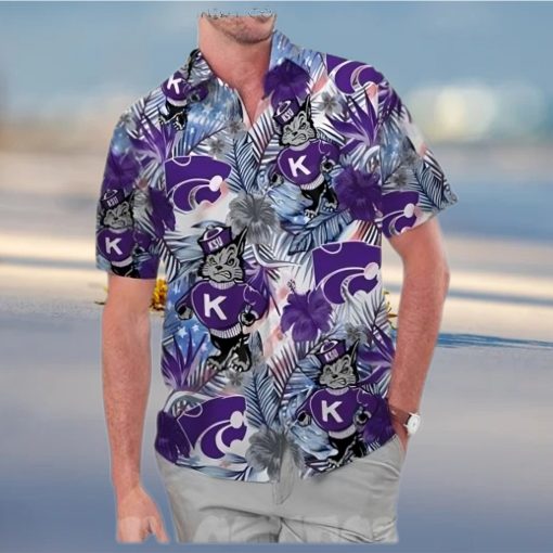 Kansas State Wildcats America Flag Tropical Floral Aloha Hawaiian Shirt