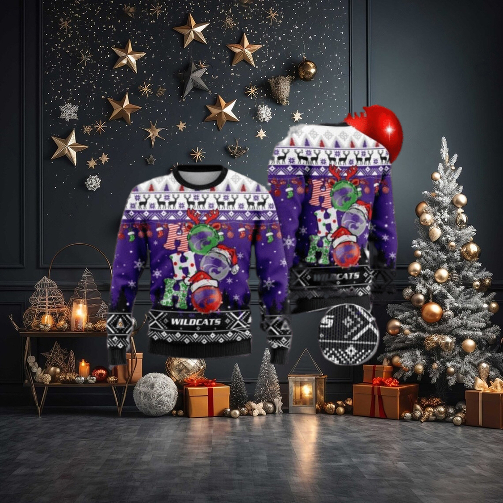 Kansas State Wildcats Ho Ho Ho 3D Print Christmas Wool Sweater