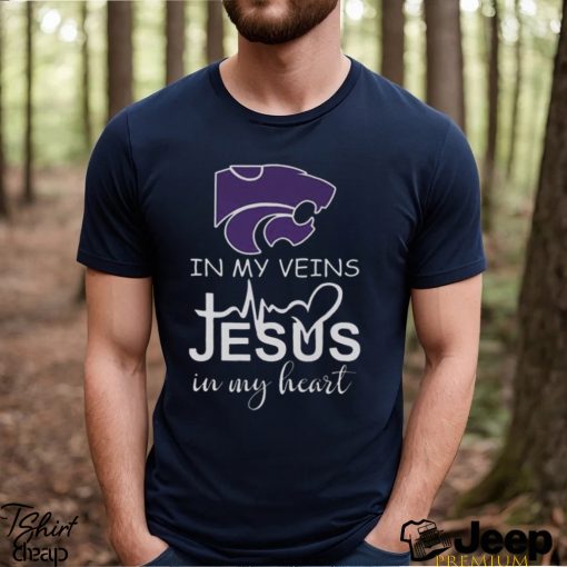 Kansas State Wildcats Logo 2023 In My Veins Jesus In My Heart shirt