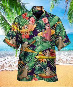 Kayaking Funny Sloth Summer Beach Hawaiian Shirt