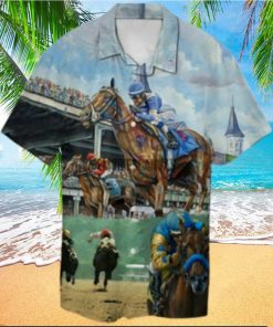 Kentucky Derby Horse Racing Aop Vintage Beach Racing Horse America Hawaiian Shirt